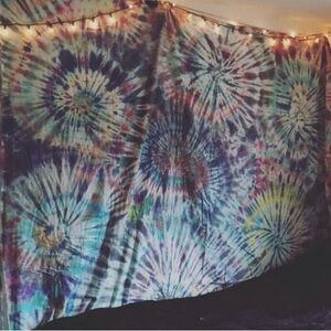 Purple and Blue Tie-Dye Tapestry Wall Decor